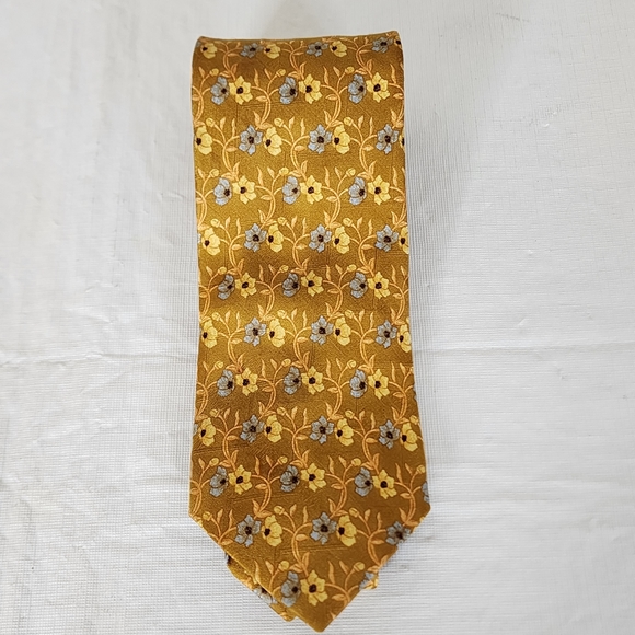Ermenegildo Zegna Other - Ermenegildo Zegna Yellow Gold Floral Silk Neck Tie